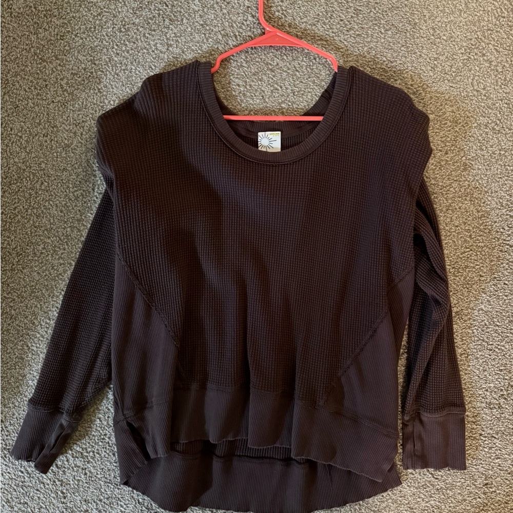 Aerie Dark Brown Ribbed Knit Top